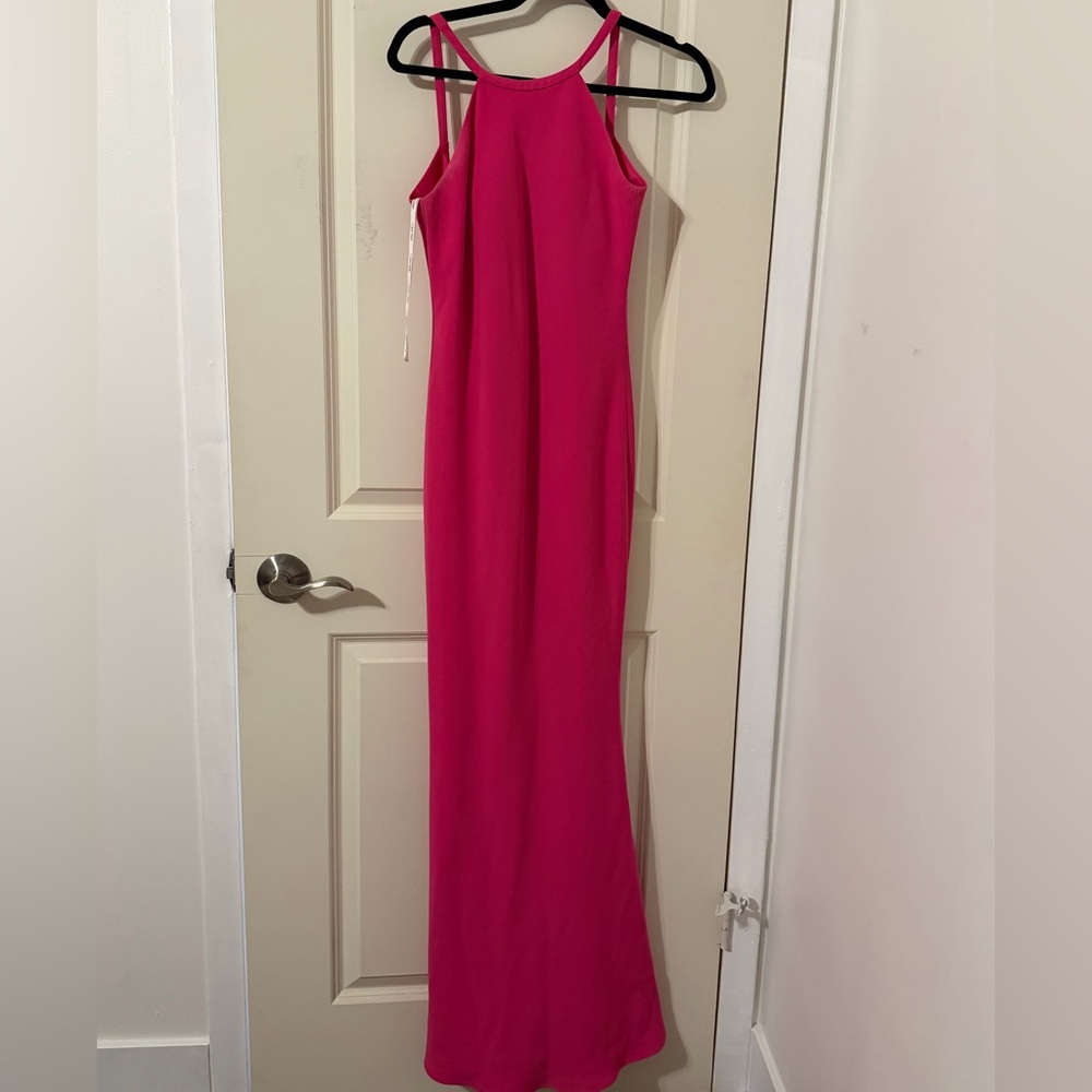 Calvin Klein scooped back pink gown